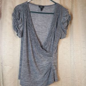AGB deep V gray blouse